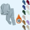 thumbnail image 1 of THDHVS Boys Pajamas,Toddler Boys Girls Solid Homewear 2 Piece Long Sleeve Tee and Pants Soft Pajama Set White 4 5 Years, 1 of 7