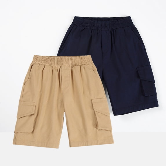 THDHVS Boys Shorts,Boys Cargo 5 Inch Shorts with Pockets Solid Color Lightweight for Summer Active Play,Shorts for Boys Dark Blue 12-13 Years