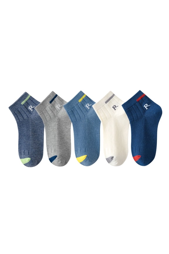 Boys Socks,Socks for Toddler Boys,5 Pairs Boys Ankle Socks Soft with Allover Antiskid for Toddlers Learning To Walk and for Kids Sports Activities Dark Blue 3-5 Years