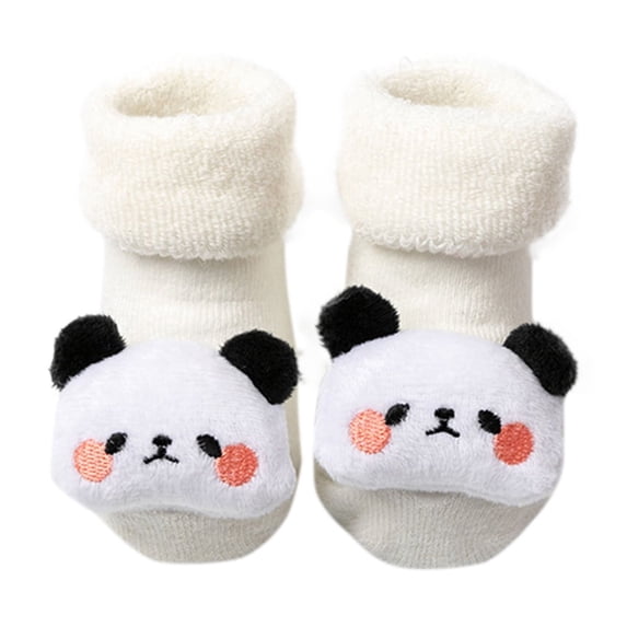 THDHVS Boys Socks,Infant Grip Socks with An Adorable Hippo Warm Detail and Comfortable Inside Mid Calf Socks Help Antiskid for Toddler Learning To Walk Safely White