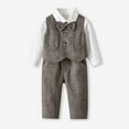 thumbnail image 1 of THDHVS Boys Suit,kids Suits for Boys,Kid's Fashion Solid Color Sleeveless Jacket Shirt Overalls 3-piece Set Long Sleeve Round Neck Top/shirt Set Brown 11-12 Years, 1 of 6