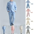 thumbnail image 1 of THDHVS Boys Suit,kids Suits for Boys,Boys' Shirt Jacket Long Pants Tie 3-piece Set Long Sleeve Round Neck Top/shirt Set Khaki 9-10 Years, 1 of 7