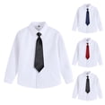 thumbnail image 1 of THDHVS Boys White Button Down Shirt,Boys Uniform Shirts,Boys Solid Color Long Sleeve Shirt with Tie for School Red 5-6 Years, 1 of 9