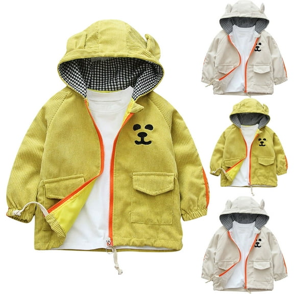 THDHVS Boys Winter Coat,Hoodies for Boys,Boys Jacket Print Long Sleeve Zip Up Toddler Coat Windproof Boys Winter Jacket for Outdoor Play Beige 9-18 Months