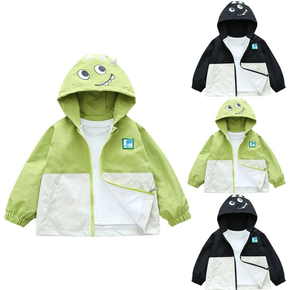 THDHVS Boys Winter Coat,Hoodies for Boys,Boys Jacket Print Long Sleeve Zip Up Toddler Coat Windproof Boys Winter Jacket for Outdoor Play Green 3-9 Months