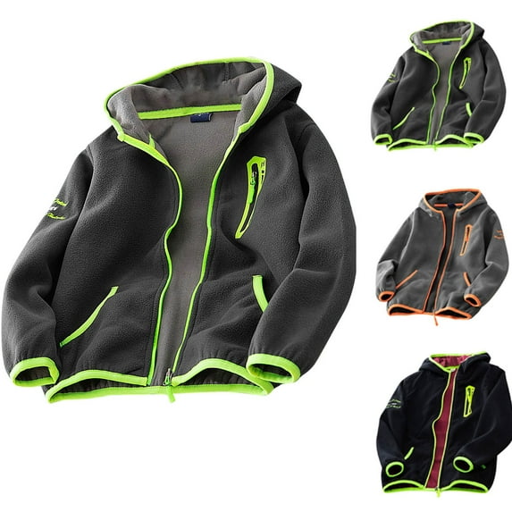 THDHVS Boys Zip Up Hoodie,Winter Jacket for Boys,Baby and Toddler Boys Long Sleeve Full-Zip Hoodies Infant Fleece Hooded Sweatshirts Jacket with Zip-up Pockets Black 7-8 Years