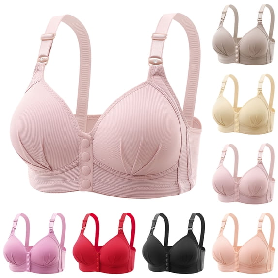 THDHVS Bras for Women No Underwire,Wireless Push Up Tank Bra Front Closure Thin Summer Wear for Moms Everyday,Push Up Bra Red 42BC