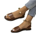 thumbnail image 1 of THDHVS Brown Sandals Women,Sandals for Women 2025,Flat Sandals Open Toes One Summer Dressy Sandals Brown 6.5, 1 of 6