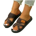 thumbnail image 1 of THDHVS Womens Dress Shoes,Sandals Women,Open Toe Flat Sandals Summer Slip Slippers Brown 9.5, 1 of 7