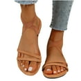 thumbnail image 1 of THDHVS Flat Sandals for Women,Sandals Women,Women's Fashion Strap Breathable Spring and Summer Flat Sandals Brown 8.5, 1 of 5