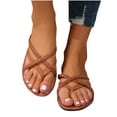 thumbnail image 1 of THDHVS Beach Sandals for Woman,Sandals Women,Women's Fashion Leisure Woven Vacation Spring and Summer Breathable Beach Flip Flops Brown 6, 1 of 5