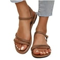 thumbnail image 1 of THDHVS Beach Sandals for Woman,Womens Sandals,Summer Comfortable Dressy Flat Casual Ankle Strap Elastic Slip on Beach Sandal Brown 7, 1 of 6