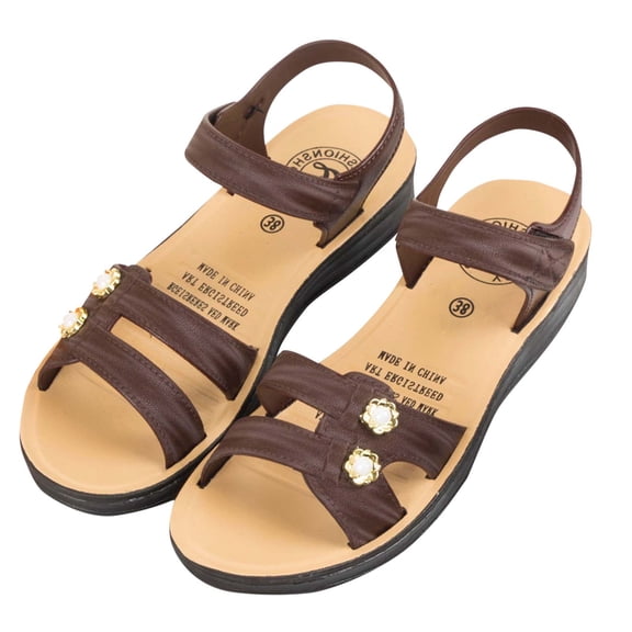 THDHVS Brown Sandals Women,Women's Sandals,Women's Fashion Casual Versatile Flip-Flop Roman Style Spring and Summer Flat-Bottomed Slippers Brown 7