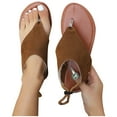 thumbnail image 1 of THDHVS Beach Sandals for Woman,Womens Sandals,Summer Women’s Flat Sandals Comfortable Elastic Strap Open Toe Slip-On Casual Walking Sandals Brown 7.5, 1 of 5