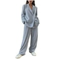 thumbnail image 1 of THDHVS Business Casual Outfits for Women,Matching Sets Women Clothing,Women's 2 Piece Casual Outfits Cropped Blazer Jackets Wide Leg Work Pants Suit Set Gray M, 1 of 3