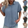 thumbnail image 1 of THDHVS Button Down Shirts for Women,Collared Button Front Shirt with Short Sleeve Providing Polished Appearance for Work or Social Events,Tops for Women Trendy, 1 of 5