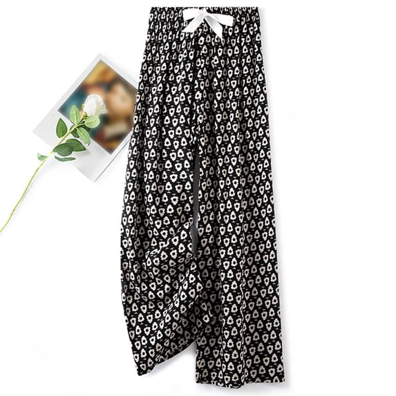 THDHVS Casual Pants for Women,Womens Pants,Women Print Elastic Waist Leisure Pants with Soft Fabric and Comfortable Fits for Home Lounging and Casual Everyday Wear Black Free Size