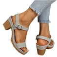 thumbnail image 1 of THDHVS Casual Shoes for Women,Womens Dress Shoes,Women's Fashion Casual One-Strap Sequin Buckle Spring and Summer Thick High-Heeled Sandals Silver 9.5, 1 of 7