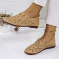 thumbnail image 1 of THDHVS Flat Sandals for Women,Womens Sandals,Women's Fashion Casual Summer New Leather Hollow Flat Shoes Carved Breathable Wide Head Work Shoes Brown 6, 1 of 6