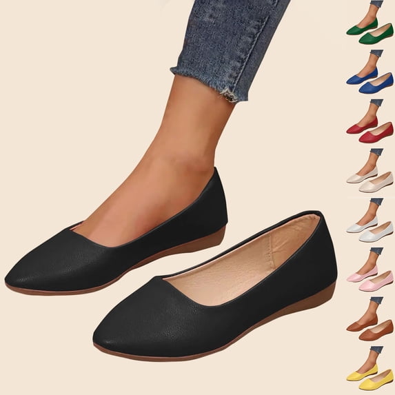 THDHVS Casual Shoes for Women,Womens Dress Shoes,Women Fashion Solid Color Ballet Flats Round Toe Breathable Casual Shoes Red