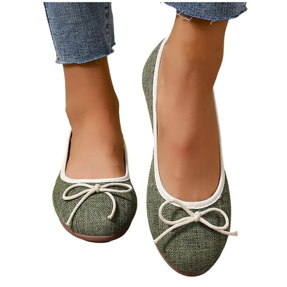 THDHVS Casual Shoes for Women,Womens Dress Shoes,Women Round Toe Flats Comfortable Fashion Flat Shoes for Women Dressy Slip-ons Loafers Green 9.5