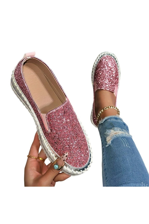 Casual Shoes for Women,Womens Dress Shoes,Women's Fashion Casual Style Solid Color Commuting Business Sequined Toe Shoes Sandals Pink 10