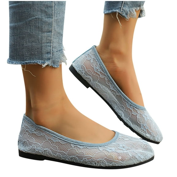 THDHVS Womens Dress Shoes,Sandals Women,Women's Fashion Casual Summer New Round Toe Breathable Mesh Shoes Blue 8.5