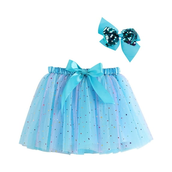 THDHVS Girls Tutu Skirt,Skirts for Girls,Summer Colorful Layered Skirt for Girls with Hairbow Birthday Party Skirts Performance Dress 3-4 Years