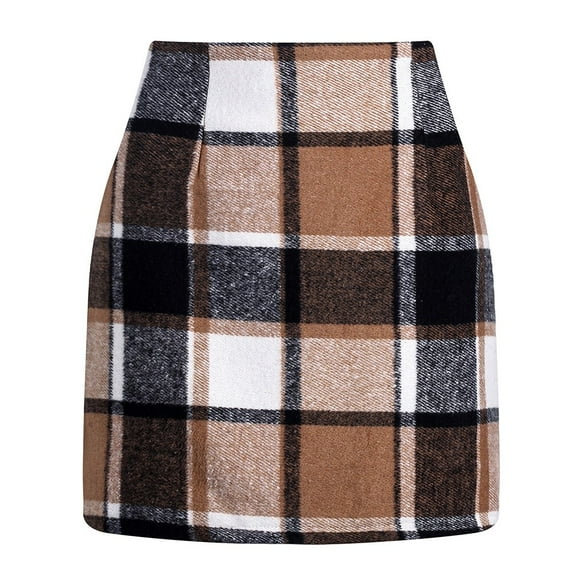 THDHVS Casual Skirts for Women,High Waist Bodycon Wool Blend Skirt Plaid Print Stretch Figure Flattering Fits for Office Work Fashion Fall Winter Fashion and Tailored Look,Women's Skirts