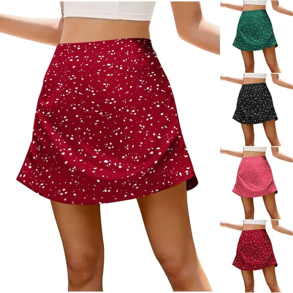 THDHVS Casual Skirts for Women,Print A Line Skirt with Zipper Design Casual Versatile Style for Spring Summer Daily Outdoor Party Holiday,Women's Skirts Green 5XL