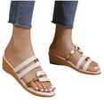 thumbnail image 1 of THDHVS Comfortable Sandals for Women Fashion Casual Summer Color Matching Outer Wear Hollow Beach Sandals White, 1 of 5