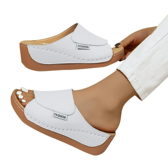 THDHVS Comfortable Sandals for Women,Womens Sandals,Women's Fashion Casual Summer Style Outdoor Flat Flip Flops Toe Flip Flops White 6.5