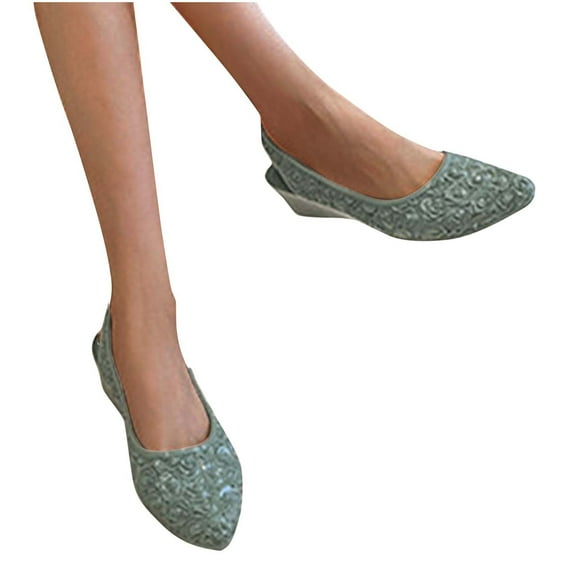 THDHVS Dress Shoes for Women,Sandals Women,Women's Fashion Casual Baotou Flower Spring and Summer Wedge Heel Sandals Green 6.5