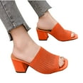 thumbnail image 1 of THDHVS Dress Shoes for Women,Women's Fashion Casual One Line Spring and Summer Breathable Flying Woven High Heeled Slippers Orange, 1 of 5