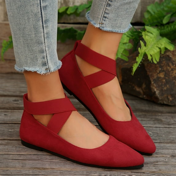THDHVS Women's Sandals,Dress Shoes for Women,Women's Fashion Casual Summer New Solid Color Strap Comfortable Slip-On Sandals Red 6.5