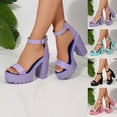thumbnail image 1 of THDHVS Dress Shoes for Women,Womens Sandals,Women Solid Color Elevator Heels with Ankle Strap and Block Heel Open Toe Sandals Pink, 1 of 10