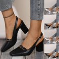 thumbnail image 1 of THDHVS Dress Shoes for Women,Womens Sandals,Women's Square Toe Closed Toe Sandals with Block Heel in Solid Color Black, 1 of 10