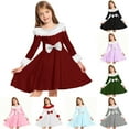 thumbnail image 1 of THDHVS Dresses for Girls,Long Sleeve Dress with Bow Accent for Girls Casual Fashion,Girls Long Sleeve Dress Light Blue, 1 of 6