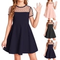thumbnail image 1 of THDHVS Dresses for Girls,Solid Color Mesh Spliced Girls Dress Casual Fashion Style for Teen Girls Summer Daily Wear,Girls' Dresses Pink 11-12 Years, 1 of 10