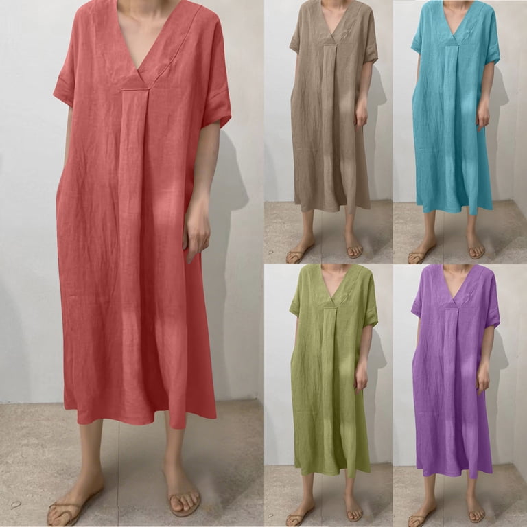 stylewe linen dresses Stylewe Xinya Linen Graphic Knee Length Shift Dress Size 12