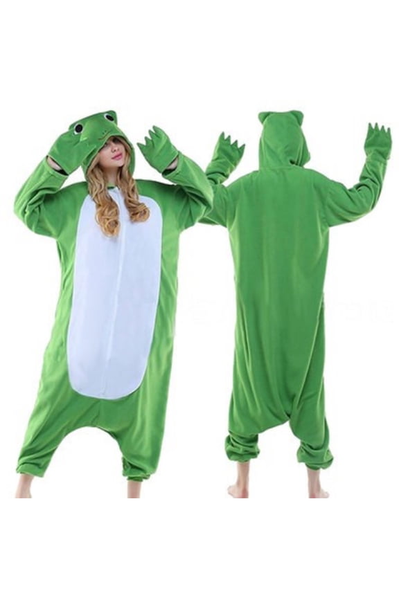 Fall Pajamas Women,Lounge Sets for Women,Unisex Frog Print Bodysuit Pajamas with Hooded Fashion Pint Fleece Fabric for Couples Winter Loungewear and Playful Green L