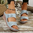 thumbnail image 1 of THDHVS Womens Wedge Sandals,Wedge Sandals for Women,Women's Fashion Casual Summer Solid Color Thick-Soled Slippers One-Line Flower Outer Wear Beach Sandals Wedge Heels Sky Blue 6, 1 of 6