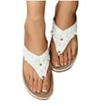 thumbnail image 1 of THDHVS Flat Sandals for Women,Women's Sandals,Women's Fashion Casual Summer Style Solid Color Flower Fish Mouth Wedge Heel Thick Bottom Flip Flops White 8.5, 1 of 7
