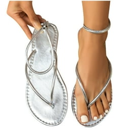 Ajio Womens Silver Gladiator Sandals CQONEPT Summer Strappy Flat  Sandals,Women's Gladiator Sandal Flat