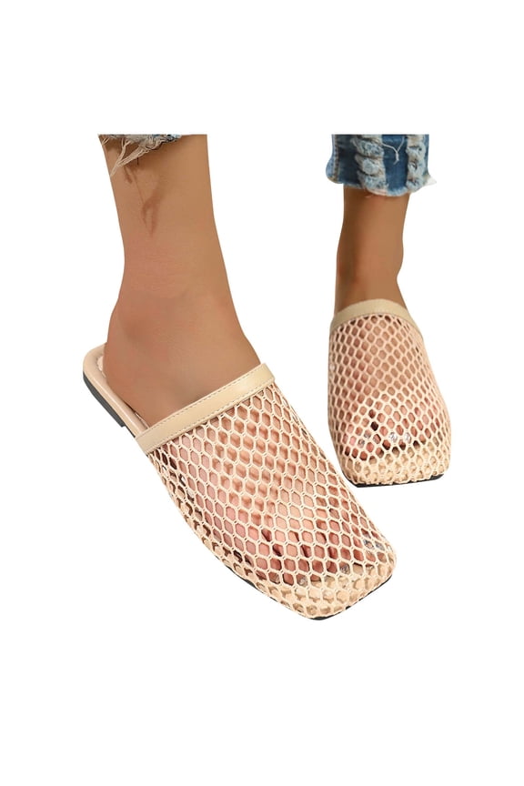 Flat Sandals for Women,Women's Sandals,Women's Fashion Casual Fishnet Woven Hollow Spring and Summer Flat Roman Sandals Multicolor 6