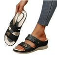 thumbnail image 1 of THDHVS Wedge Sandals for Women,Womens Wedge Sandals,Casual Solid Color Fish Mouth Wedge Heel Thick Bottom Sandals Arch Support Shoes Black 7.5, 1 of 6