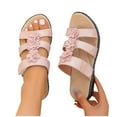 thumbnail image 1 of THDHVS Flat Sandals for Women,Women's Sandals,Footbed Sandals with Arch Support Comfortable Slip-On Slide Sandals for Summer Pink 9.5, 1 of 6