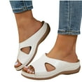 thumbnail image 1 of THDHVS Flat Sandals for Women,Women's Sandals,Summer Slip On Dressy Comfortable Slides Sandals Lightweight Foam Platform Shoes White 6.5, 1 of 6