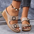 thumbnail image 1 of THDHVS Flat Sandals for Women,Women's Sandals,Women's Cork Footbed Sandals Summer Slip On Slide Sandals with Adjustable Buckle White 6.5, 1 of 6