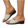thumbnail image 1 of THDHVS Wedge Sandals for Women,Womens Sandals,Women's Fashion Casual Spring Beach Solid Color Open Toe Thick Bottom Wedge Slippers White 7, 1 of 5